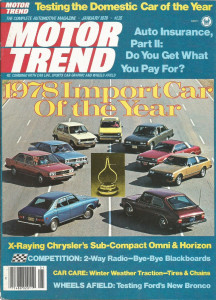 MOTOR TREND 1978 JAN - CELICA, OMI/HORIZON, BRONCO